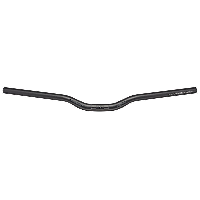 Ergotec Ergo XL Fahrradlenker in schwarz sandgestrahlt, ergonomisches Design für komfortables Fahren, 630 mm Breite und 25,4 mm Klemmung, geeignet für City- und Trekkingräder