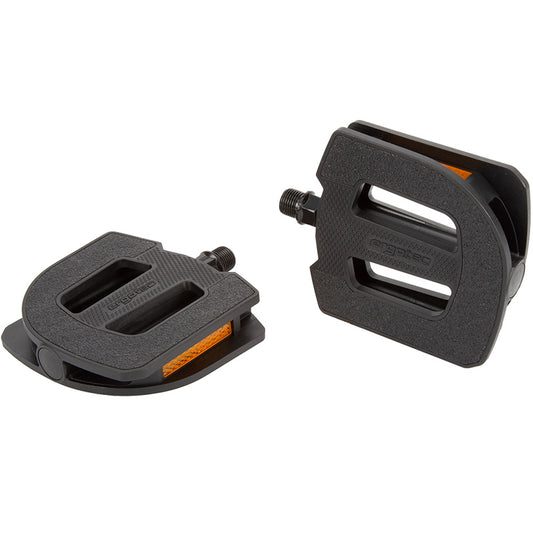 Ergotec EP-S Pedale 9/16 Zoll schwarz, rutschfeste Oberfläche, integrierte Reflektoren, Polypropylengehäuse.