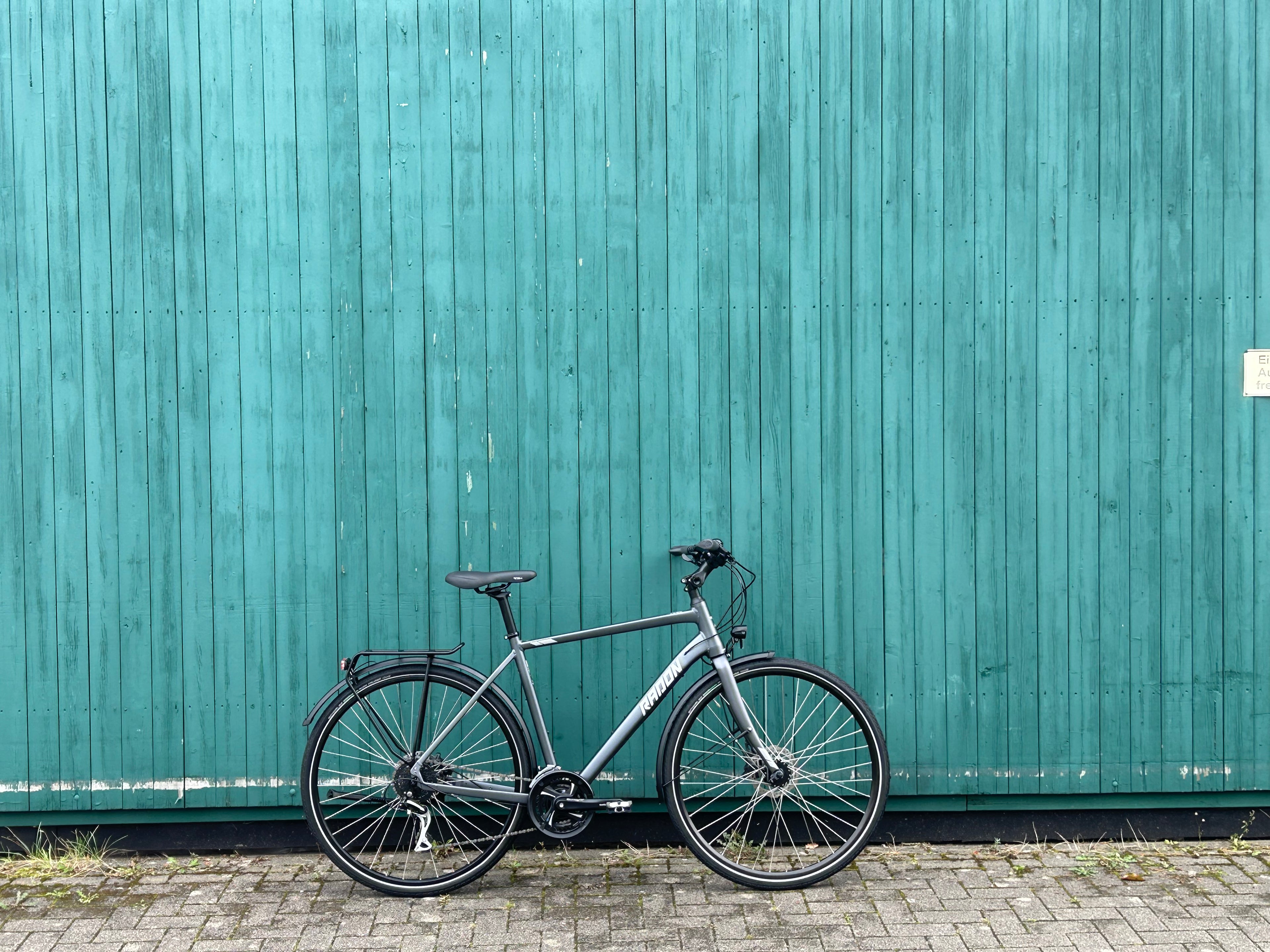 hier siehst du ein Radon Marke Trekkingrad mit dem grünen Hintergrund 