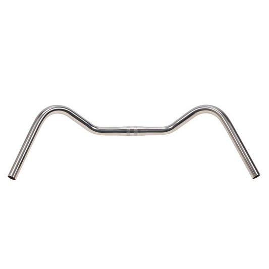 Frontansicht des Ergotec Stuttgarter Lenkers aus Edelstahl mit ergonomischen Griffenden und 25,4 mm Klemmung