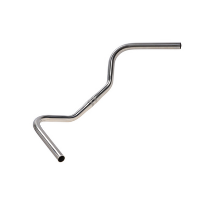 Draufsicht auf den Ergotec Stuttgarter Fahrradlenker 590 mm Edelstahl, zeigt klassische Biegung für aufrechte Sitzposition