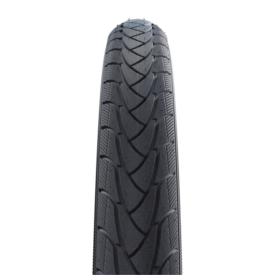Alt-Text: Schwalbe Marathon Plus 26x2.00 (50-559) Fahrradreifen mit SmartGuard Pannenschutz, schwarze Lauffläche mit Reflexstreifen