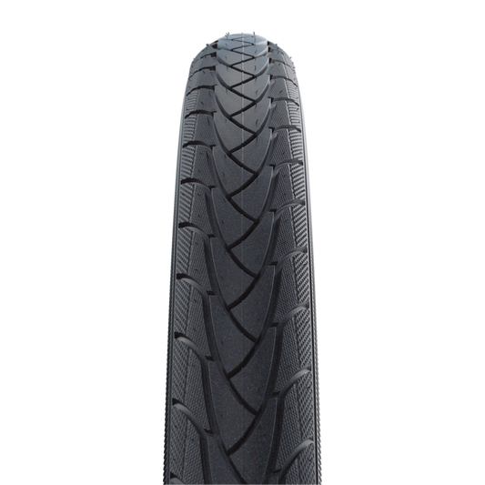 Alt-Text: Schwalbe Marathon Plus 26x2.00 (50-559) Fahrradreifen mit SmartGuard Pannenschutz, schwarze Lauffläche mit Reflexstreifen